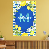 Lemon en Blauwe Lente Monogram Canvas Afdruk (Insitu (Woonkamer))