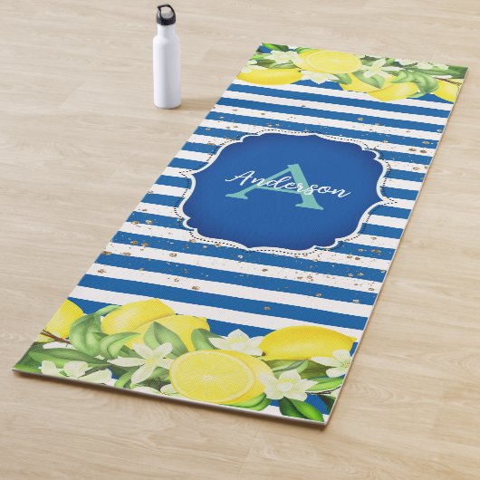 Lemon en Blauwe Monogram Trainingsmat Yogamat (In situ)