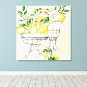 Lemon en bloemen in de waterverf Middellandse Zee Canvas Afdruk (Insitu (Houten vloer))