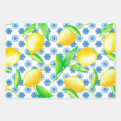 Lemon en Blue Azulejos Pattern Inpakpapier Vel (Voorkant)