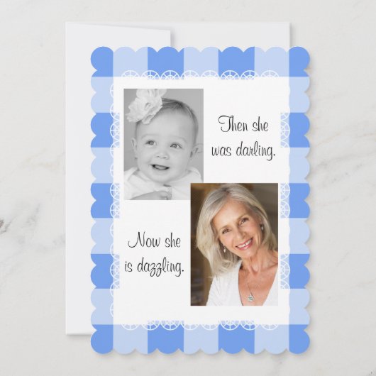 Lemon en Blue Gingham 50ste verjaardag Kaart (Achterkant)