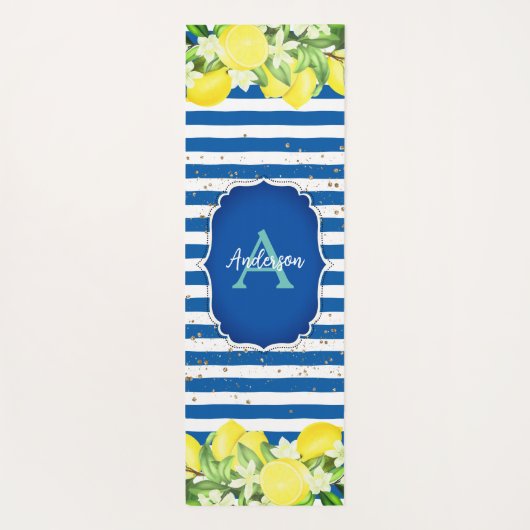 Lemon en Blue Monogram Exercise Mat (Achterkant)
