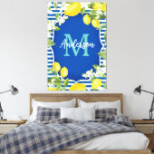 Lemon en Blue Spring Monogram Canvas Afdruk (Insitu (Slaapkamer))