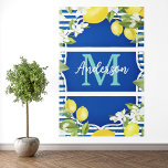 Lemon en Blue Spring Monogram Canvas Afdruk<br><div class="desc">Creëer uw eigen canvasafdruk. Pas je eigen tekst aan. U kunt dit ontwerp verder aanpassen door de "pas verder"verbinding aan indien gewenst.</div>