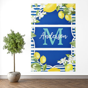 Lemon en Blue Spring Monogram Canvas Afdruk