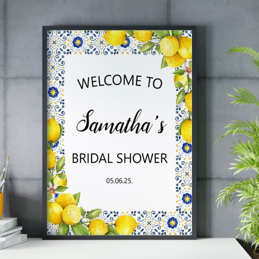 Lemon en Blue Tegels Vrijgezellenfeest Welkomsttek Poster