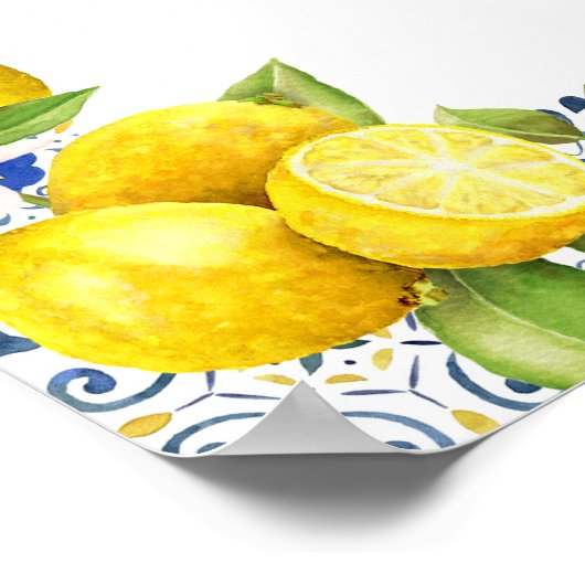 Lemon en Blue Tegels Vrijgezellenfeest Welkomsttek Poster (Hoek)