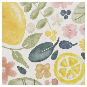 Lemon en florale botanica stof