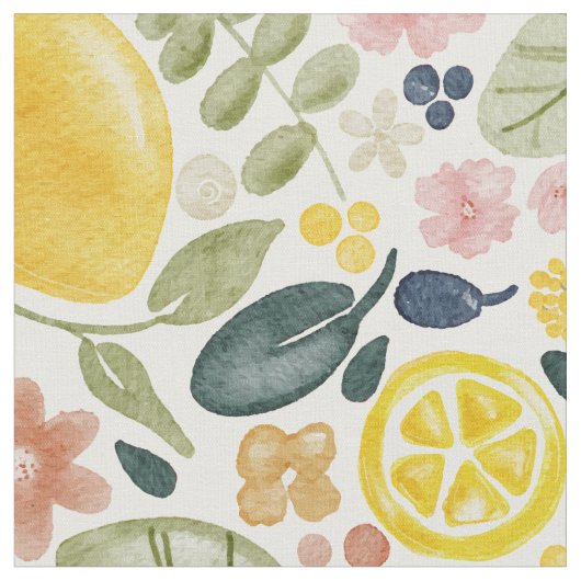 Lemon en florale botanica stof (Close Up)