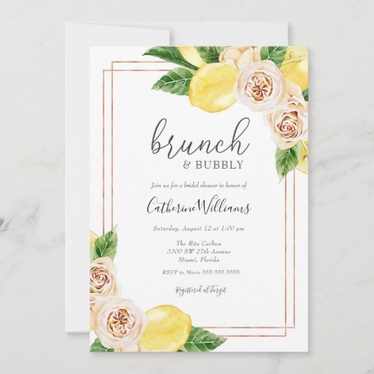 Lemon en Groene Brunch en Mousserende Bruids-showe Kaart (Voorkant)