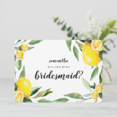 Lemon en Leaves, jij wordt mijn bruidsmeisje Kaart (Staand voorkant)