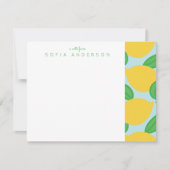 Lemon en Leaves Pattern Persoonlijke Notitiekaart Notitiekaartje (Voorkant)