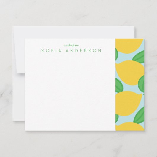 Lemon en Leaves Pattern Persoonlijke Notitiekaart Notitiekaartje (Voorkant)