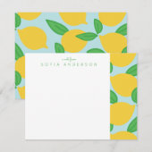 Lemon en Leaves Pattern Persoonlijke Notitiekaart Notitiekaartje (Voorkant / Achterkant)