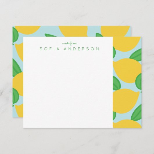 Lemon en Leaves Pattern Persoonlijke Notitiekaart Notitiekaartje (Voorkant / Achterkant)