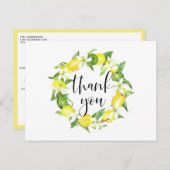 Lemon en Lemon Blossom Zomer Dank u Briefkaart (Voorkant / Achterkant)