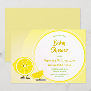 Lemon en Lemon Slice Baby shower Invitation Kaart