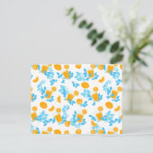 Lemon en Lemonade Blue Floral Pattern Briefkaart (Staand voorkant)