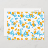 Lemon en Lemonade Blue Floral Pattern Briefkaart (Voorkant / Achterkant)