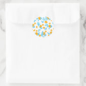 Lemon en Lemonade Blue Floral Pattern Ronde Sticker (Tas)