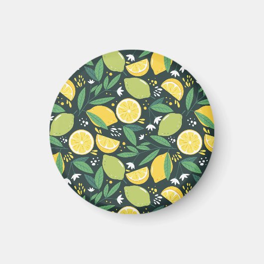 Lemon en Lime Green en Yellow Fruit Pattern Magneet (Voorkant)