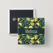Lemon en Lime Green en Yellow Fruit Pattern Vierkante Button 5,1 Cm (Voorkant /achterkant)