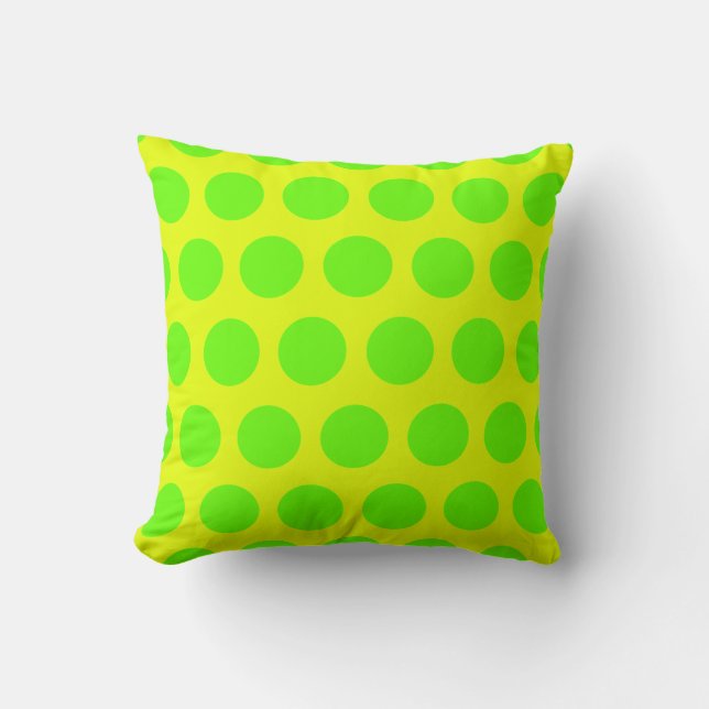 Lemon en Lime Green Polka Dots Kussen (Voorkant)