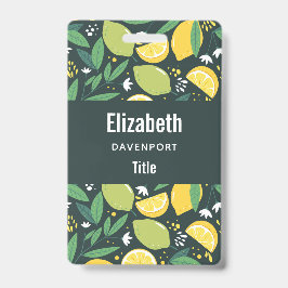 Lemon en Limes Vruchtpatroon in groen en geel Badge