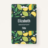 Lemon en Limes Vruchtpatroon in groen en geel Badge (Voorkant)