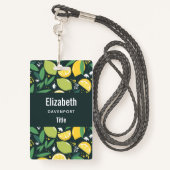 Lemon en Limes Vruchtpatroon in groen en geel Badge (Achterkant met draagriem)