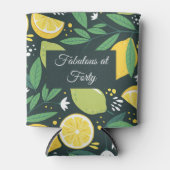 Lemon en Limes Vruchtpatroon in groen en geel Blikjeskoeler (Voorkant)