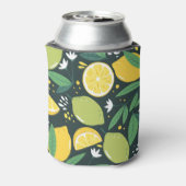 Lemon en Limes Vruchtpatroon in groen en geel Blikjeskoeler (Blikje Achterkant)