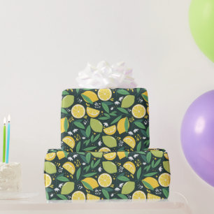 Lemon en Limes Vruchtpatroon in groen en geel Cadeaupapier