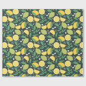Lemon en Limes Vruchtpatroon in groen en geel Cadeaupapier (Vlak)
