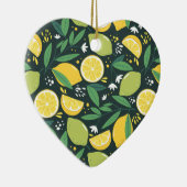 Lemon en Limes Vruchtpatroon in groen en geel Keramisch Ornament (Rechts)