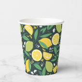 Lemon en Limes Vruchtpatroon in groen en geel Papieren Bekers (Achterkant)
