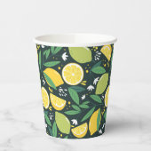 Lemon en Limes Vruchtpatroon in groen en geel Papieren Bekers (Links)