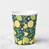 Lemon en Limes Vruchtpatroon in groen en geel Papieren Bekers (Rechts)