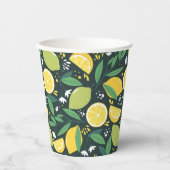 Lemon en Limes Vruchtpatroon in groen en geel Papieren Bekers (Voorkant)