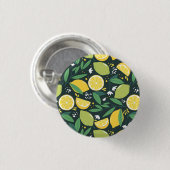 Lemon en Limes Vruchtpatroon in groen en geel Ronde Button 3,2 Cm (Voorkant /achterkant)