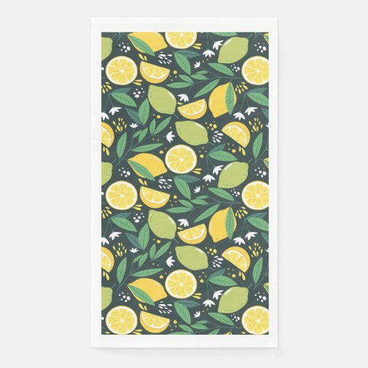 Lemon en Limes Vruchtpatroon in groen en geel Servet (Voorkant)
