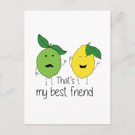 Lemon en Limoen Best Friends BFF Lemon Art Besties Briefkaart (Voorkant)