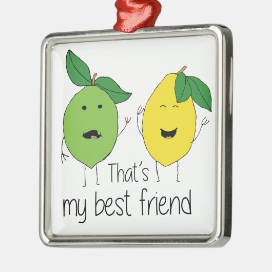 Lemon en Limoen Best Friends BFF Lemon Art Besties Metalen Ornament (Links)