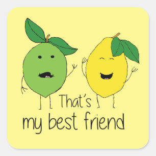 Lemon en Limoen Best Friends BFF Lemon Art Besties Vierkante Sticker