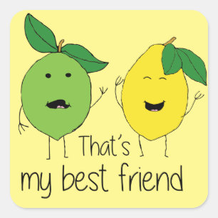 Lemon en Limoen Best Friends BFF Vierkante Sticker