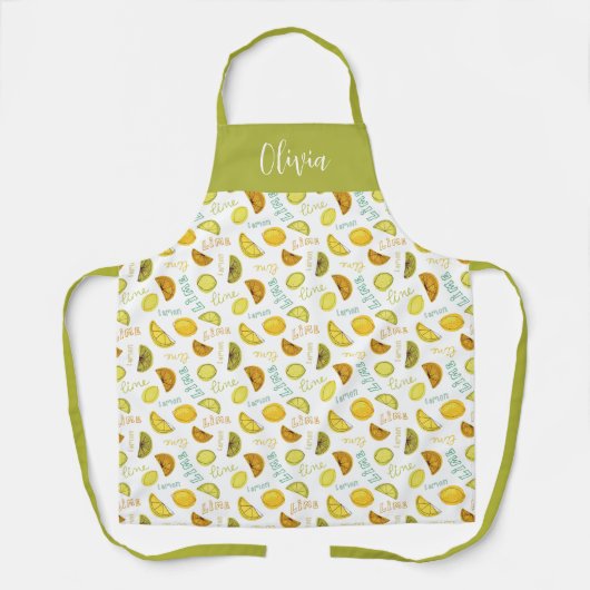 Lemon en Limoen Citrus Fruit Pattern Schort (Voorkant)