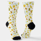 Lemon en Limoen Citrus Fruit Pattern Sokken (Gebogen)