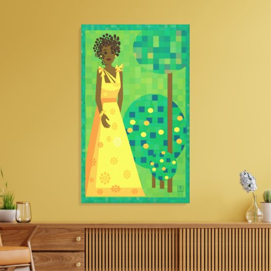 Lemon en limoen - meisje in een tuin canvas afdruk (Insitu (Woonkamer))