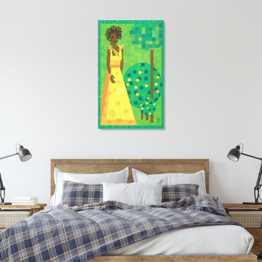 Lemon en limoen - meisje in een tuin canvas afdruk (Insitu (Slaapkamer))