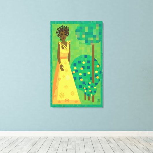 Lemon en limoen - meisje in een tuin canvas afdruk (Insitu (Houten vloer))